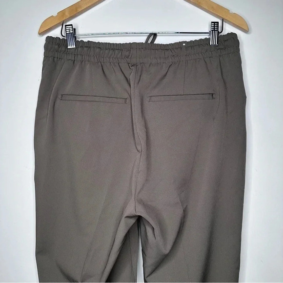 ZARA Olive Green Drawstring Waist Pleated High Rise Pants Size Large - Picture 7 of 10